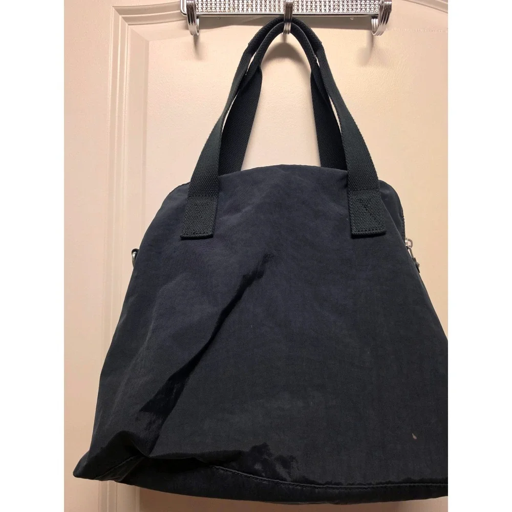 Kipling Defea Navy Blue Crinkle Nylon Handbag Satchel Monkey Keychain Messenger